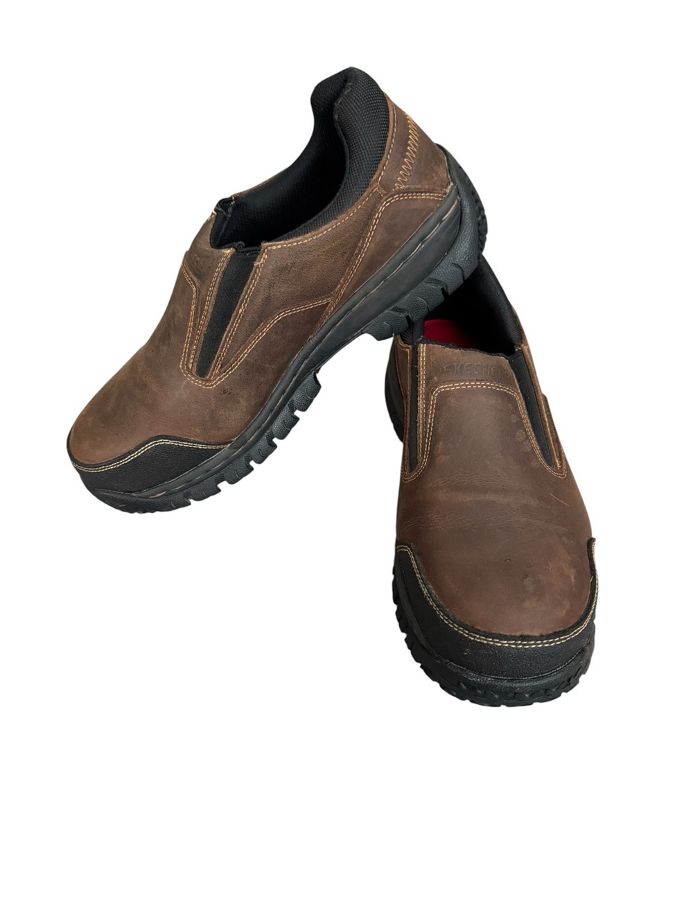 Skechers steel toe  Brown Slip-On Shoes size 9.5
